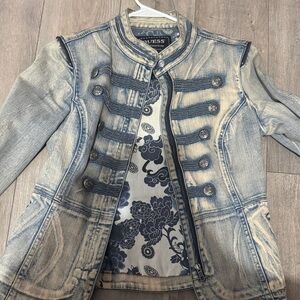 Guess Blue Denim Jacket with Floral Lining